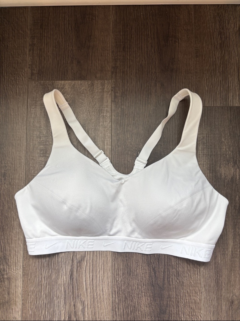Nike White Padded Support Sports Bra with Adjustable Straps